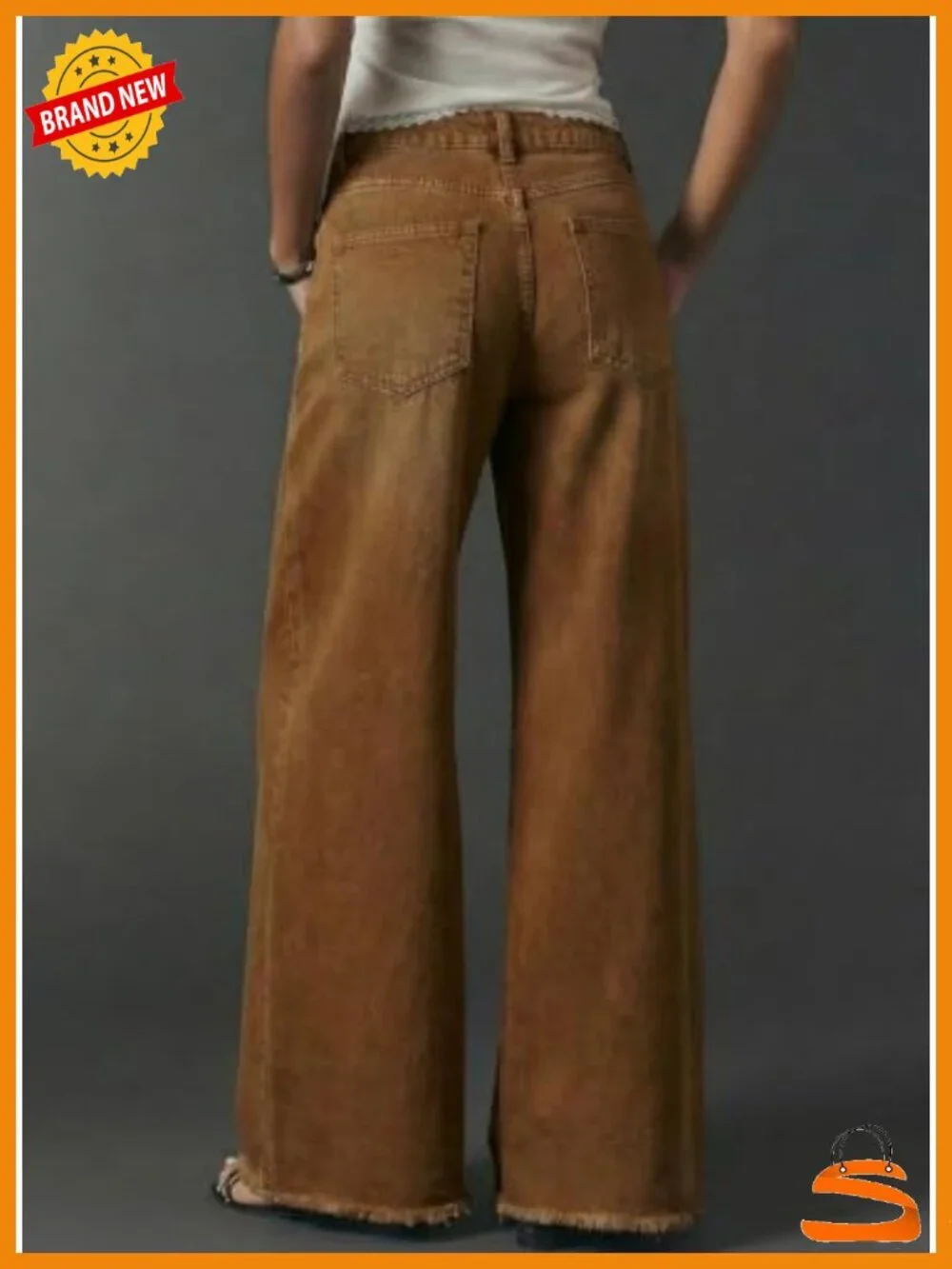 High Waisted Wide Leg Raw Hem Stretchy Denim Jeans